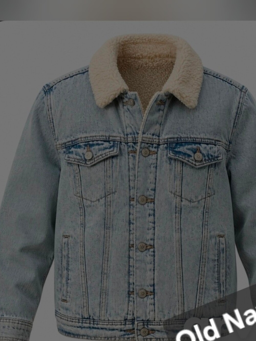 Old Navy Light Blue Denim Sherpa Jacket with Cream Collar